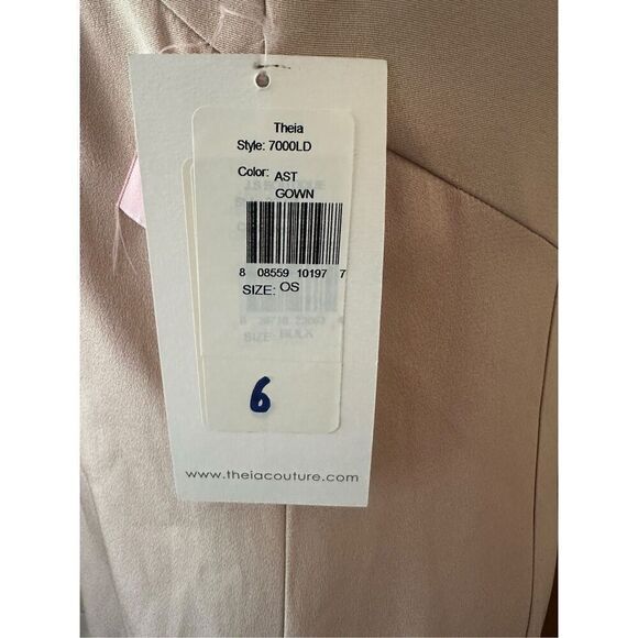 Theia Embellished Blush Gown Cap Sleeve Formal Dress - Picture 13 of 16